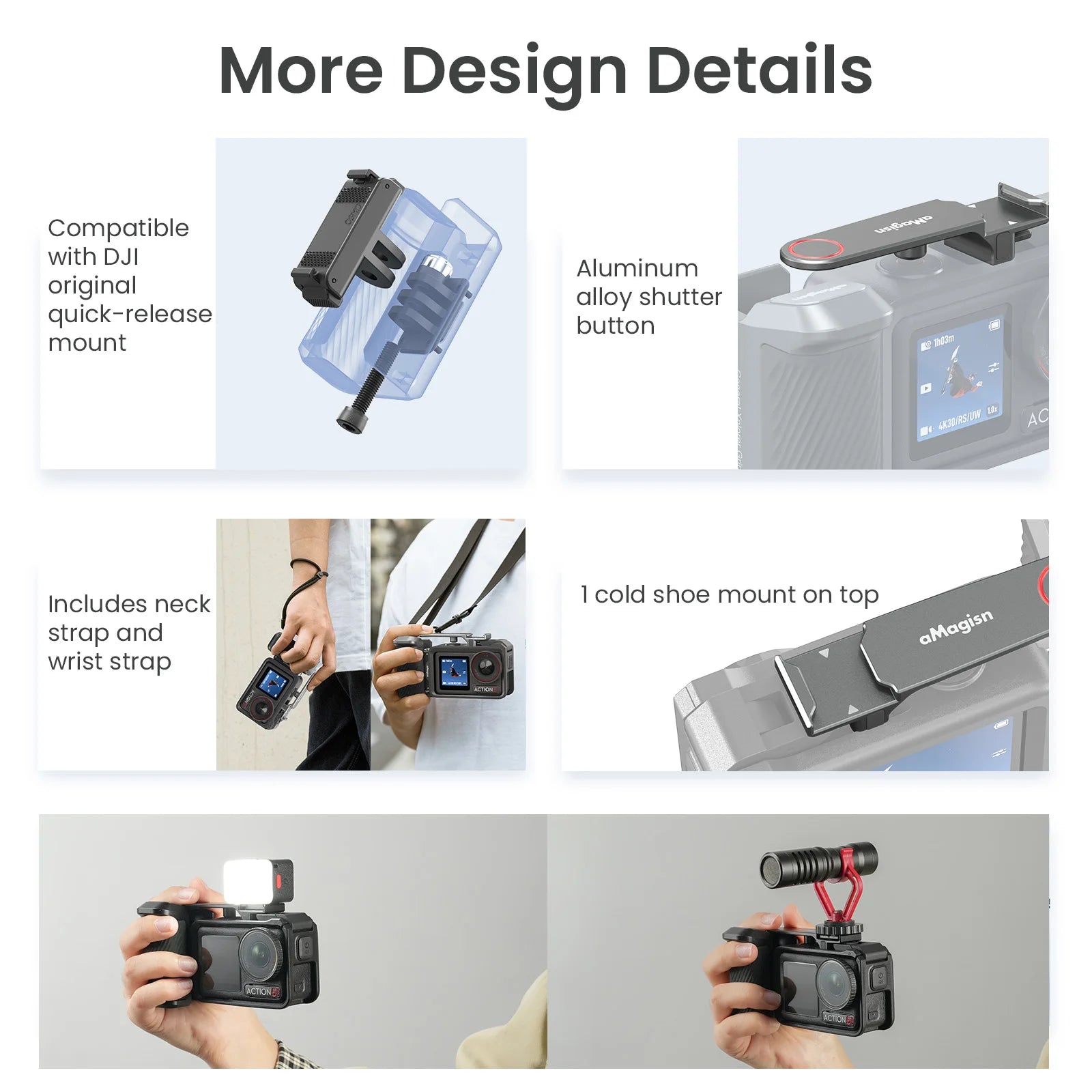 Photography Accessories Grip Handle for DJI Osmo Action 5 Pro