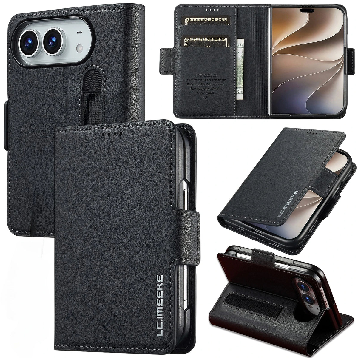 Leather Wallet Case with Integrated Pen Holder for iPhone Duo