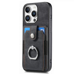 Ring Wallet Leather Case with Card Holder and Kickstand for iPhone 16 Series
