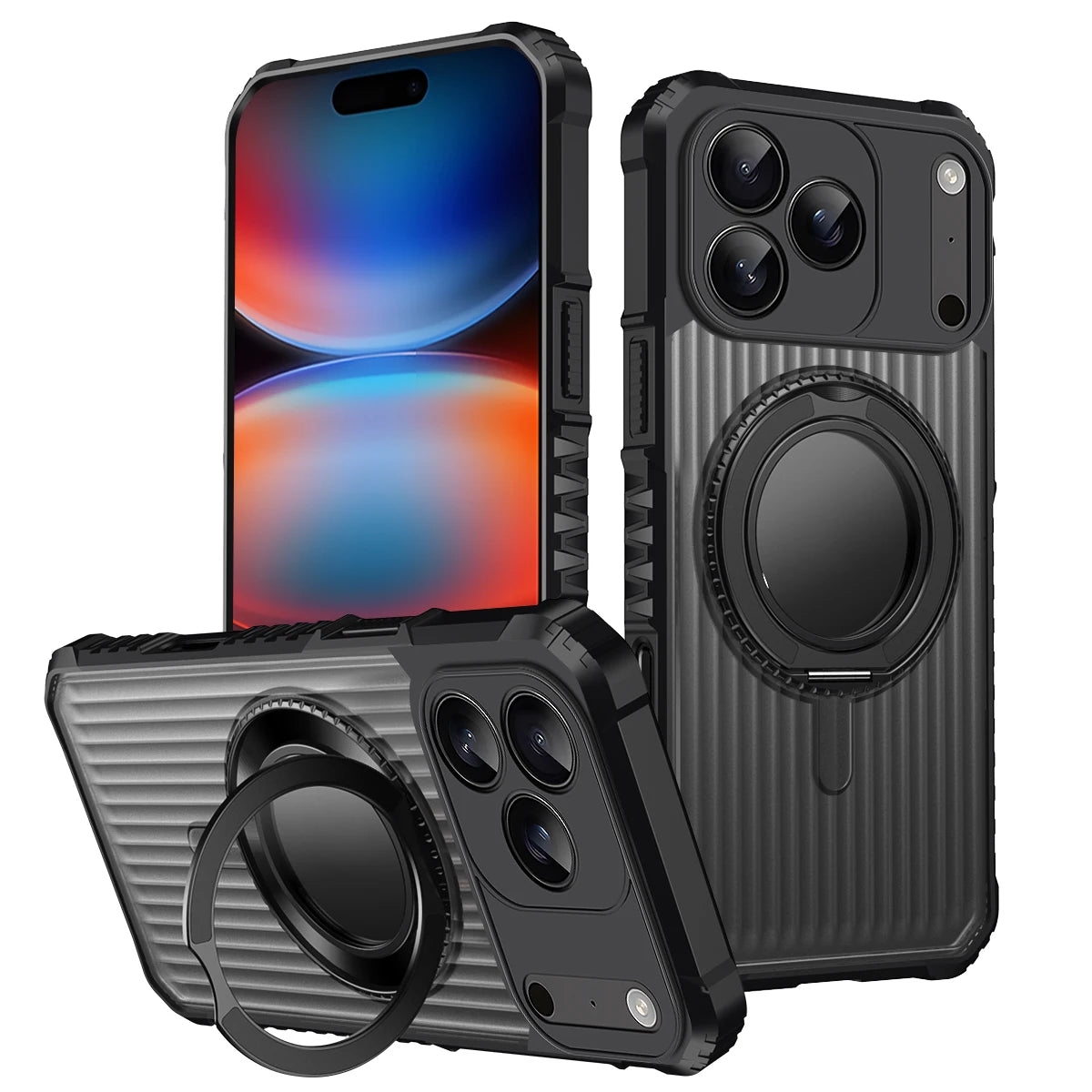 Shockproof Matte Stripe Armor Hard MagSafe Case for iPhone 17 Series