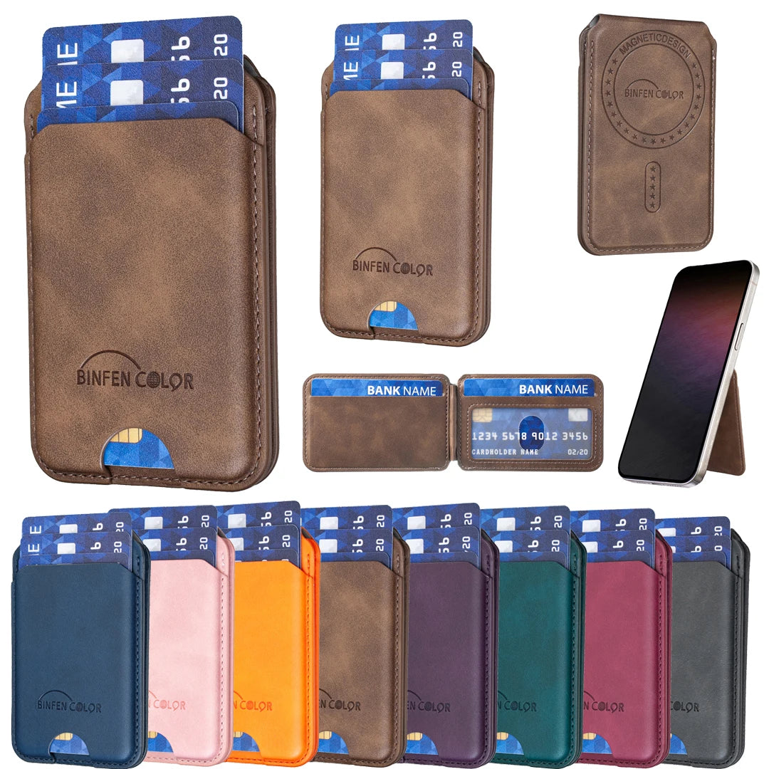 Magnetic Leather Stand Card Holder for iPhone