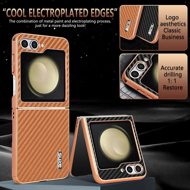 Luxury Carbon Fiber Pattern Phone Case for Samsung Galaxy Z Flip 6