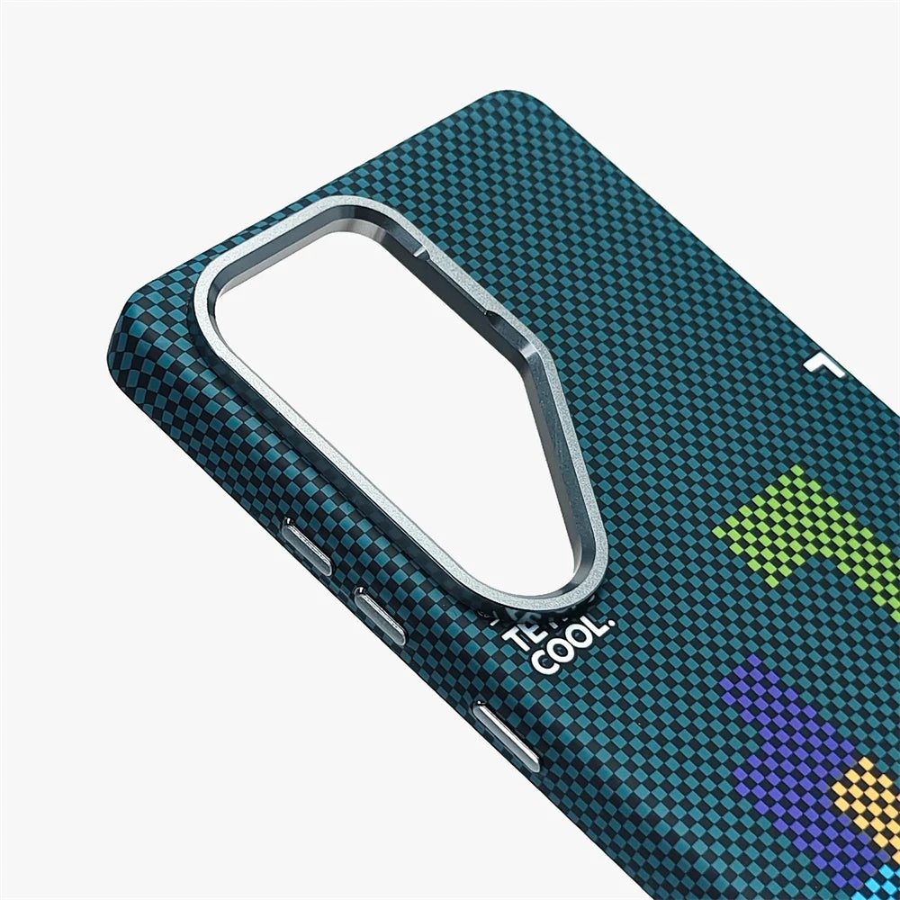 Carbon Fiber Magnetic Case with Metal Lens Cover for Samsung Galaxy S25 Ultra