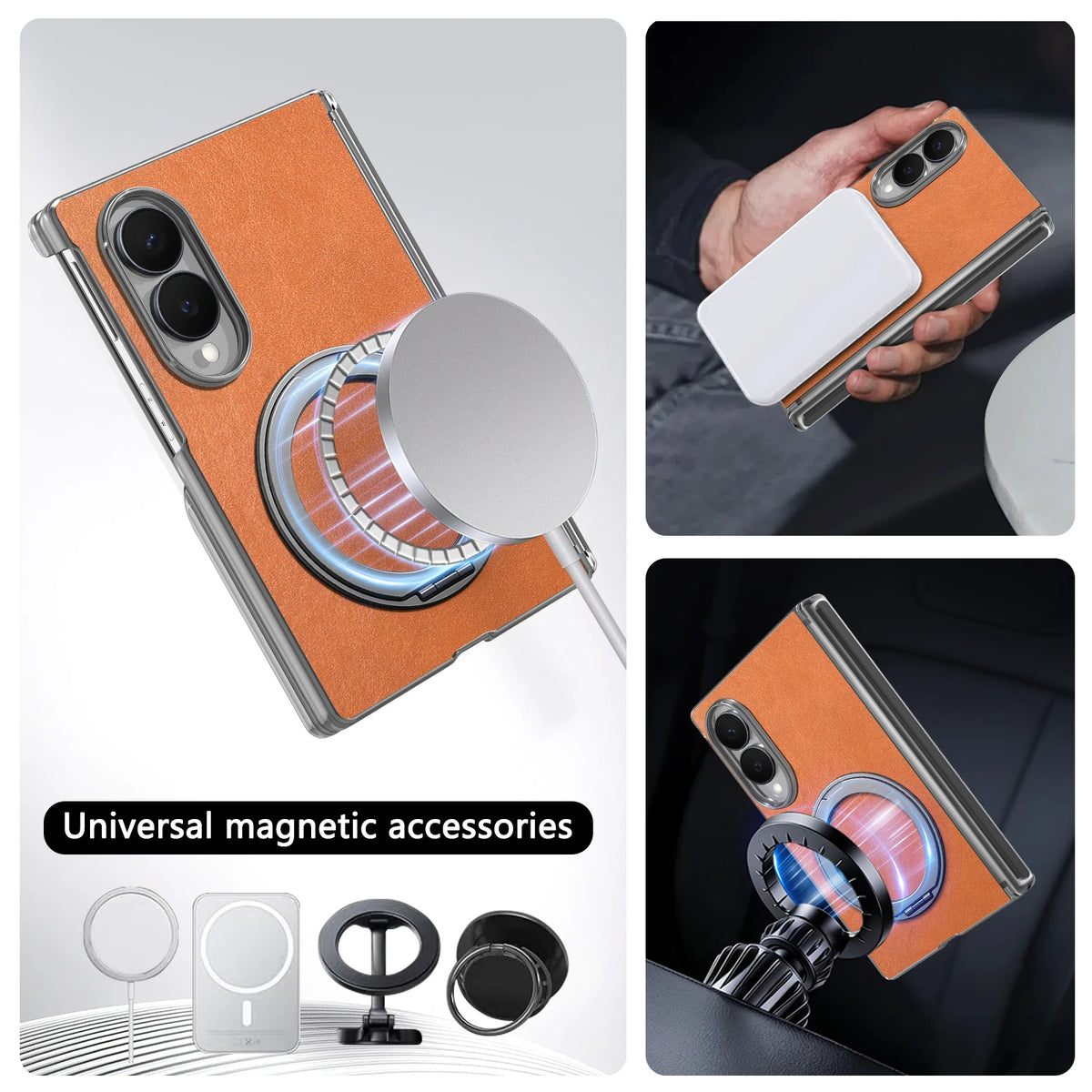 Luxury Magnetic Leather Case with 360° Rotating Kickstand for Samsung Galaxy Z Fold 8