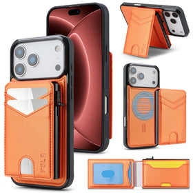 Leather Detachable MagSafe Card Holder Case with Kickstand for iPhone 18 Series