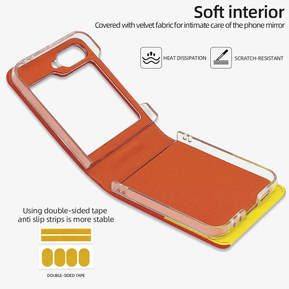 Fashionable Hit Color Leather Case for Samsung Galaxy Z Flip 5