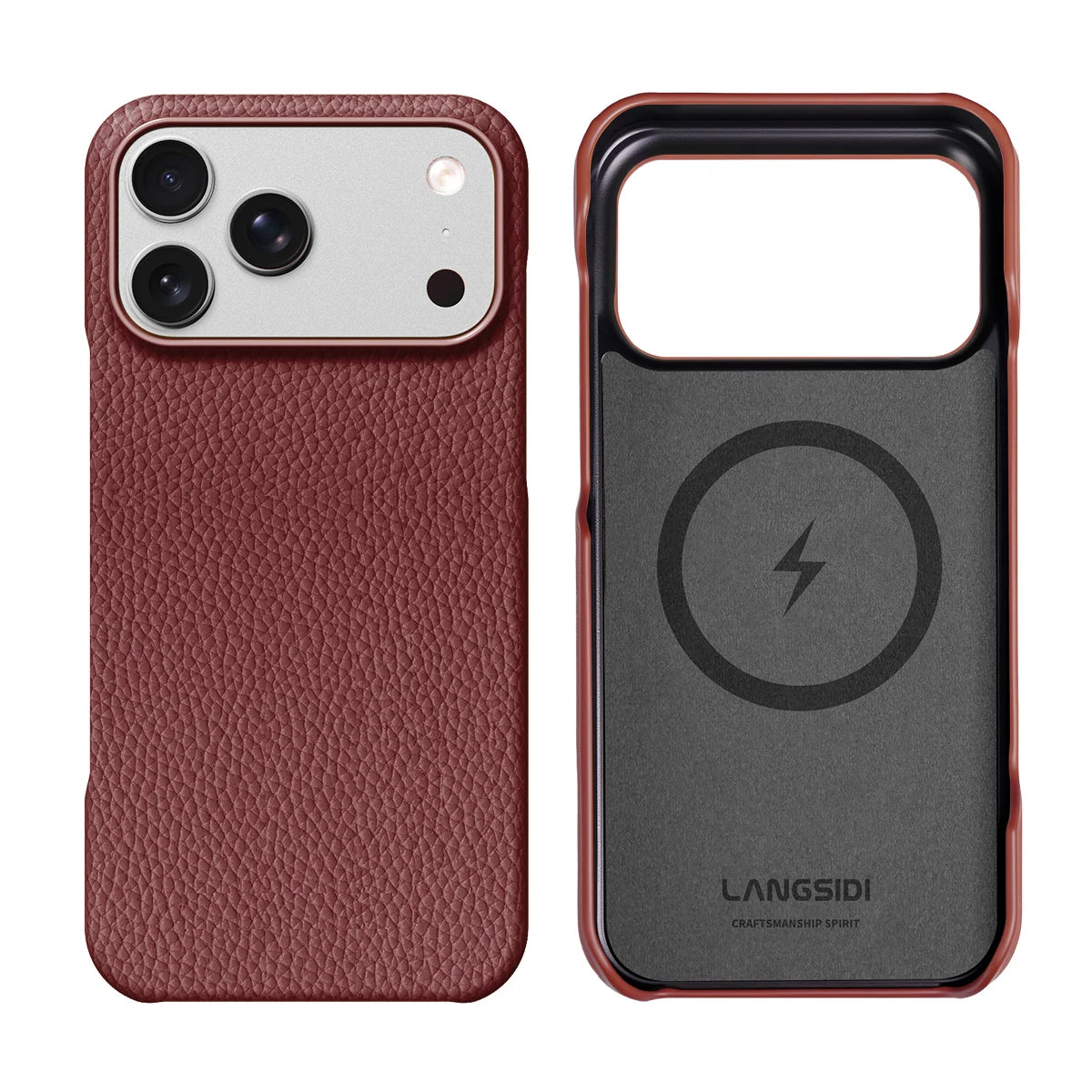 Textured Leather MagSafe Case with Built-in Wireless Charging Ring for iPhone 18 Series