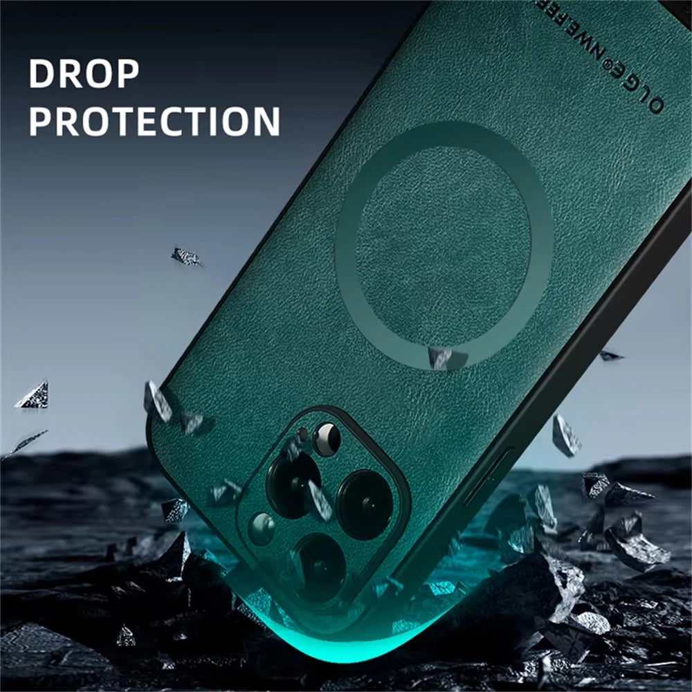 Luxury Leather MagSafe Case for iPhone 15 Series