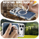 Denim Pattern PU Leather MagSafe Case with 360° Rotating Ring Stand for iPhone 17 Series