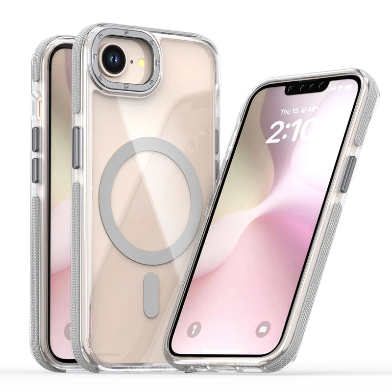 Clear Magnetic PC + TPU Case with Aluminum Button for iPhone 16e
