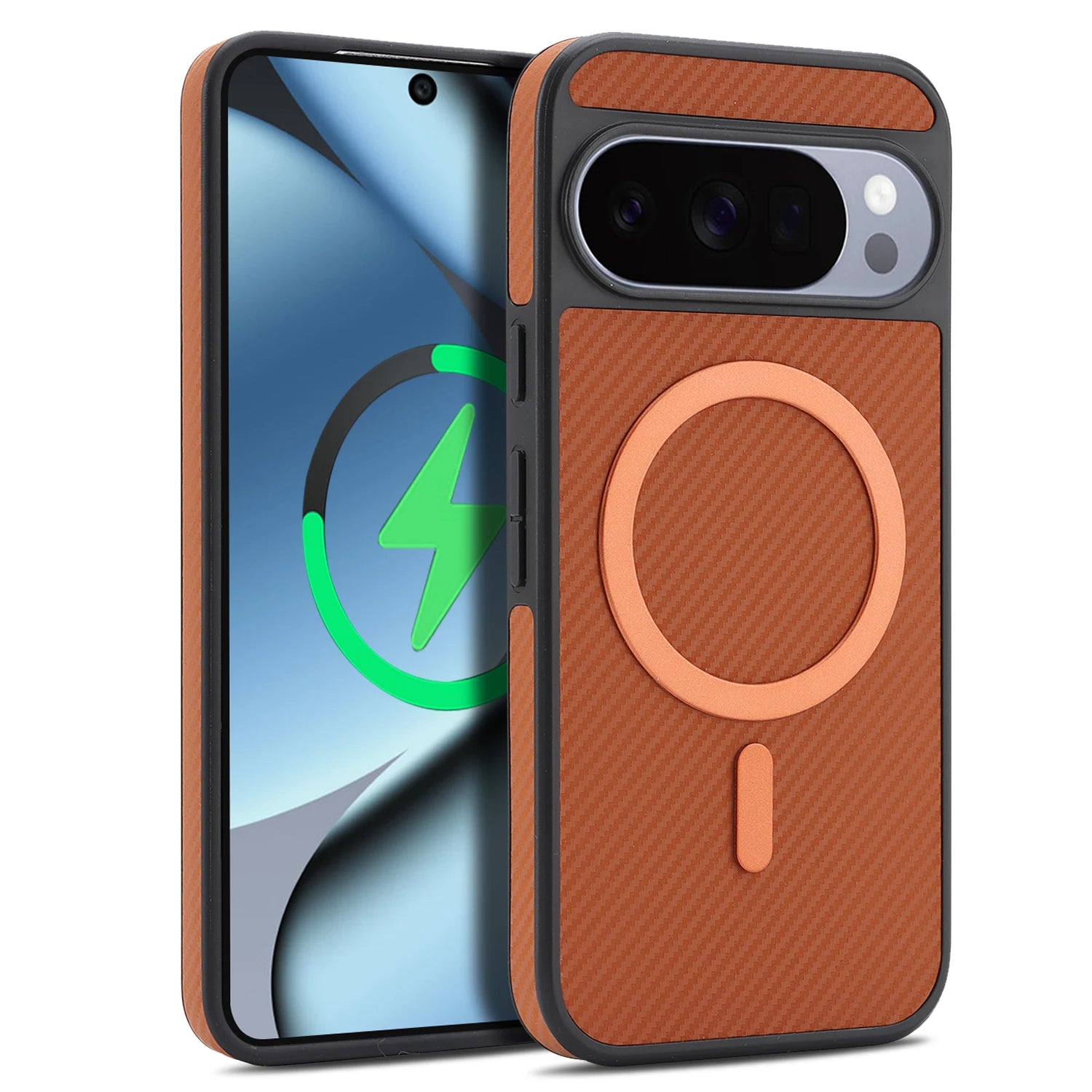 Carbon Fiber Magnetic Leather Case for Google Pixel 9 Series