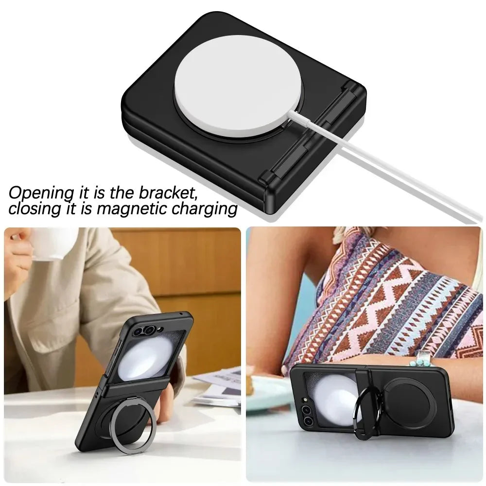 Full-Body Hard Magnetic Case with 360°Ring for Samsung Galaxy Z Flip 6