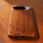 Crocodile-Embossed Leather Camera Protection Case with Raised Lens Ring for Google Pixel 10 Series