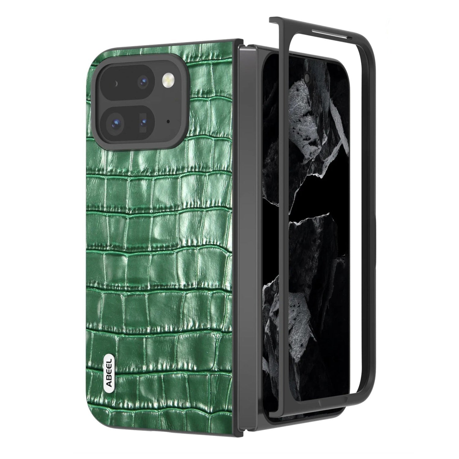 Crocodile Pattern Genuine Leather Case for Google Pixel 9 Pro Fold