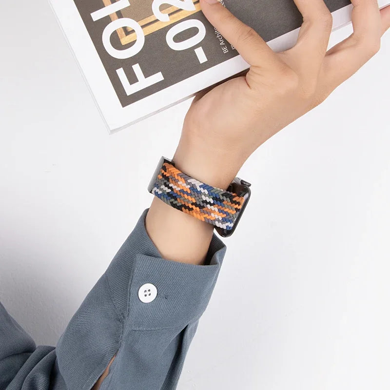 Magnetic Buckle Elastic Braided Strap for Apple Watch