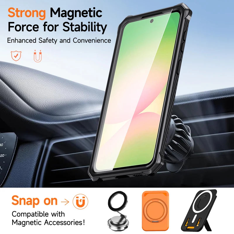 Shockproof PC+TPU Kickstand Armor Case with Magnetic Attachment for Samsung Galaxy A26