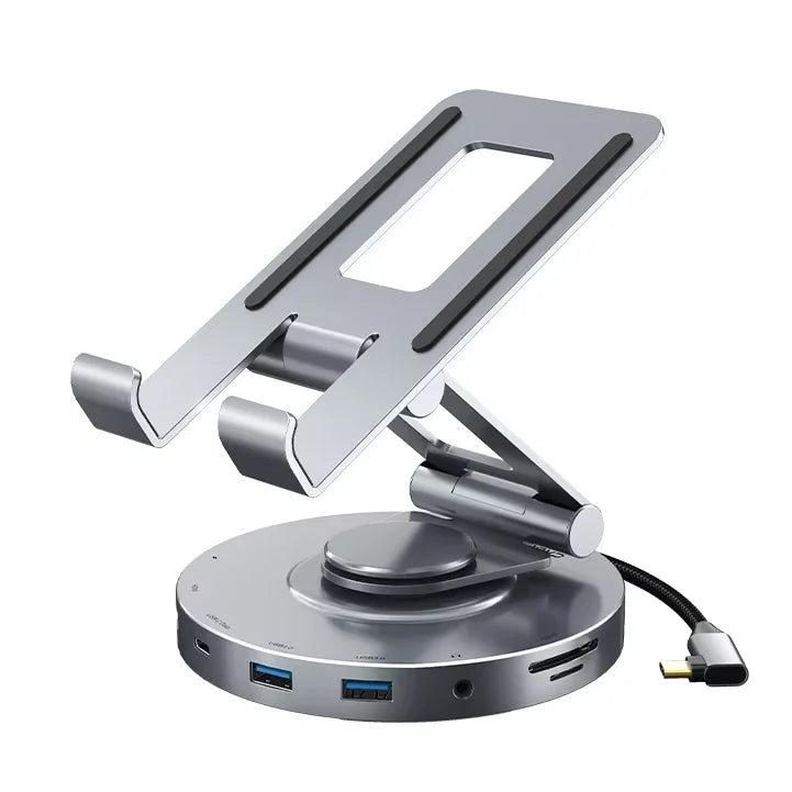 CABLETIME 8-in-1 USB-C Hub Dock with 360° Rotating Stand