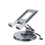 CABLETIME 8-in-1 USB-C Hub Dock with 360° Rotating Stand