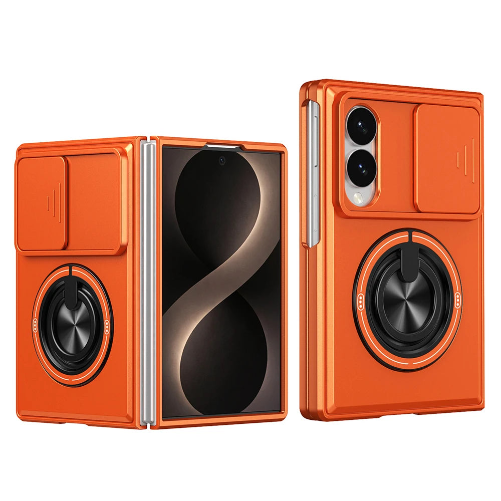 Shockproof Sliding Camera Protection Case with 360° Rotating Magnetic Ring Stand for Samsung Galaxy Z Fold 8