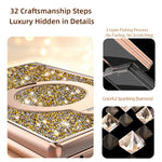 Glitter Case with Hinge Guard and Rotating Magnetic Ring Stand for Samsung Galaxy Z Fold 8