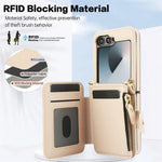 Premium Leather Crossbody Case with Card Holder & Wrist Strap for Samsung Galaxy Z Flip 6