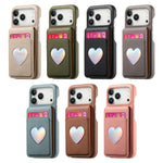Lychee Pattern Love Heart Leather Wallet Case with Mirror & RFID Protection for iPhone 17 Series