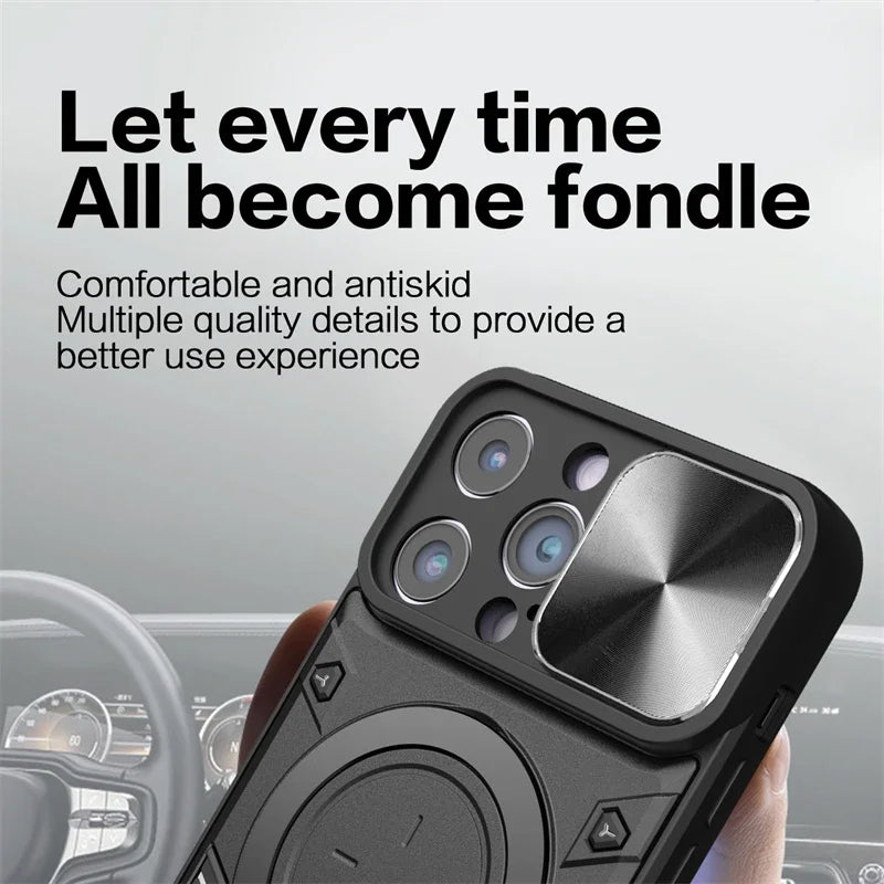 iPhone 16 Series Luxury Armor Magnetic Case with Slide Camera Protection