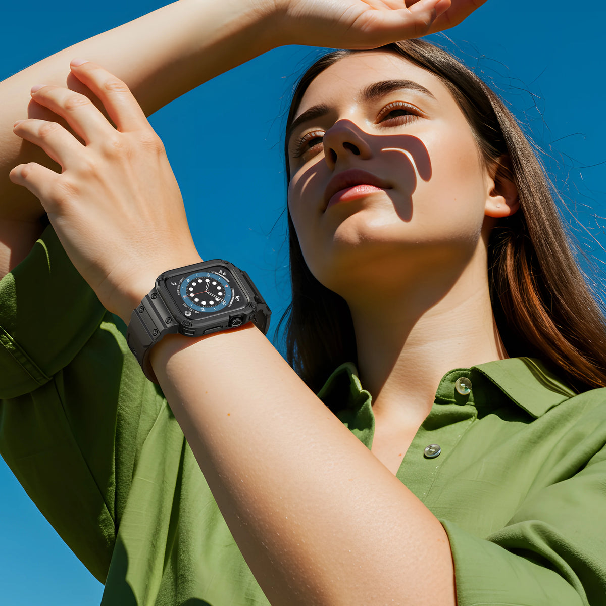 Rugged Sport Strap Case with Raised Bumper for Apple Watch