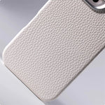 Luxury Lychee Texture PU Leather Case with Alloy Lens Frame for iPhone 17 Series