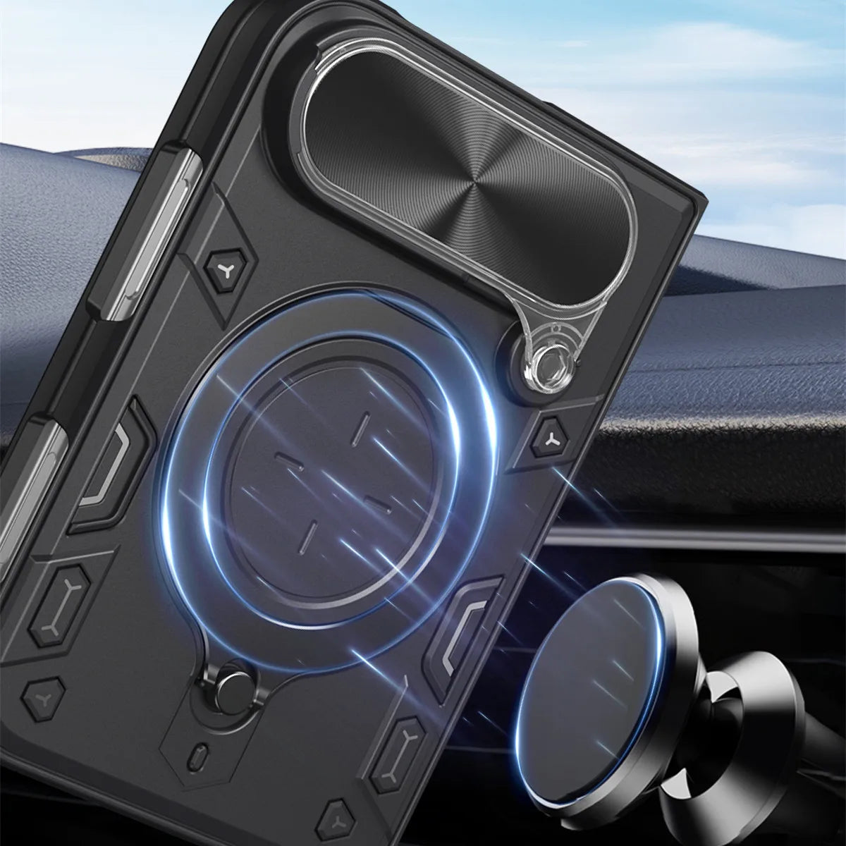 Shockproof MagSafe Case with 360° Rotatable Ring Stand for iPhone Duo