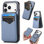 2-in-1 Detachable Carbon Fiber Pattern MagSafe Case with Flip Card Holder for iPhone 17 Series