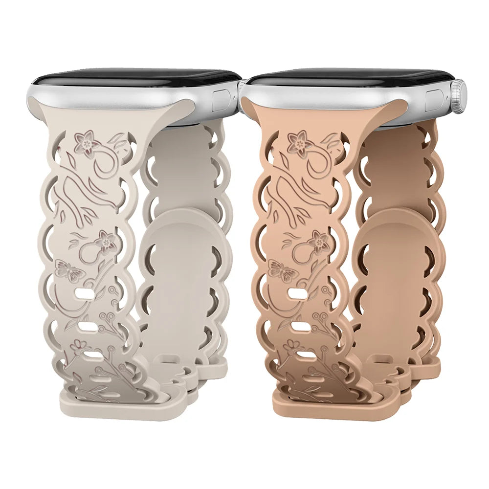 Women’s Breathable Floral Silicone Band for Apple Watch