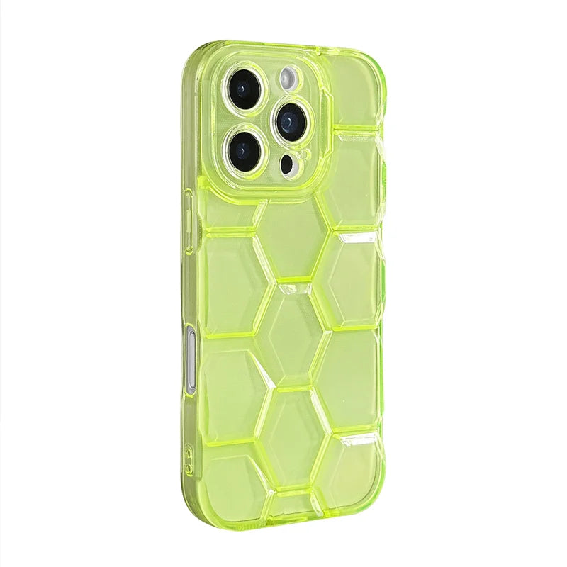 Hexagonal Texture Translucent Soft TPU Case for iPhone 16 Series