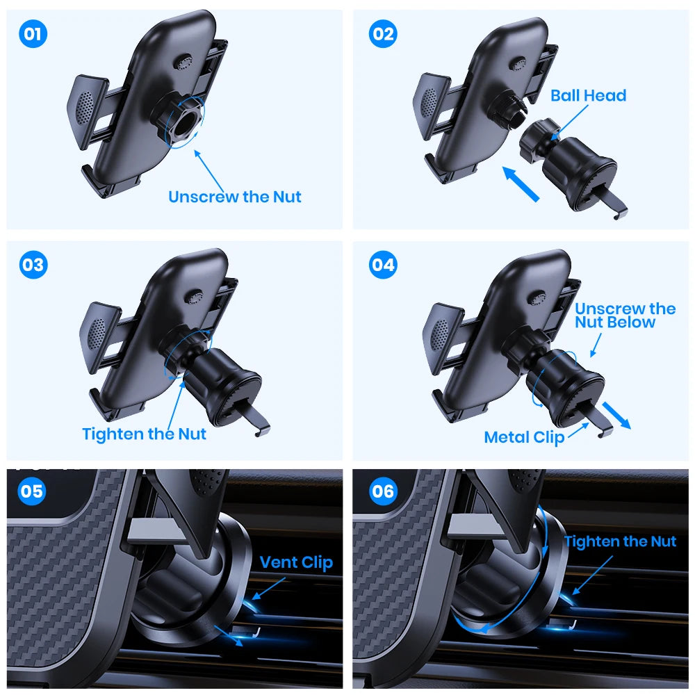Universal Auto-Lock Car Air Vent Phone Mount with Hook Clip