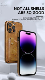 Shockproof Leather Wallet Phone Case with Card Holder and Kickstand for iPhone 15 Series