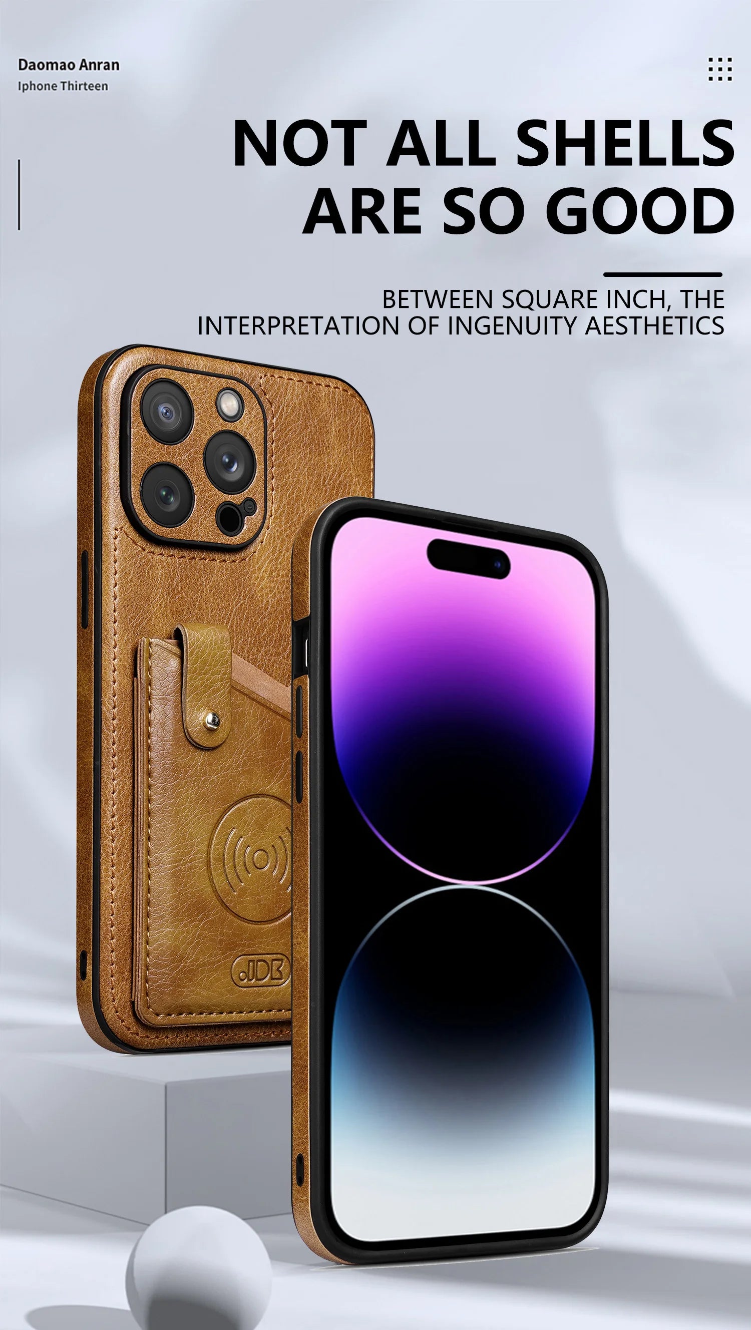 Shockproof Leather Wallet Phone Case with Card Holder and Kickstand for iPhone 15 Series