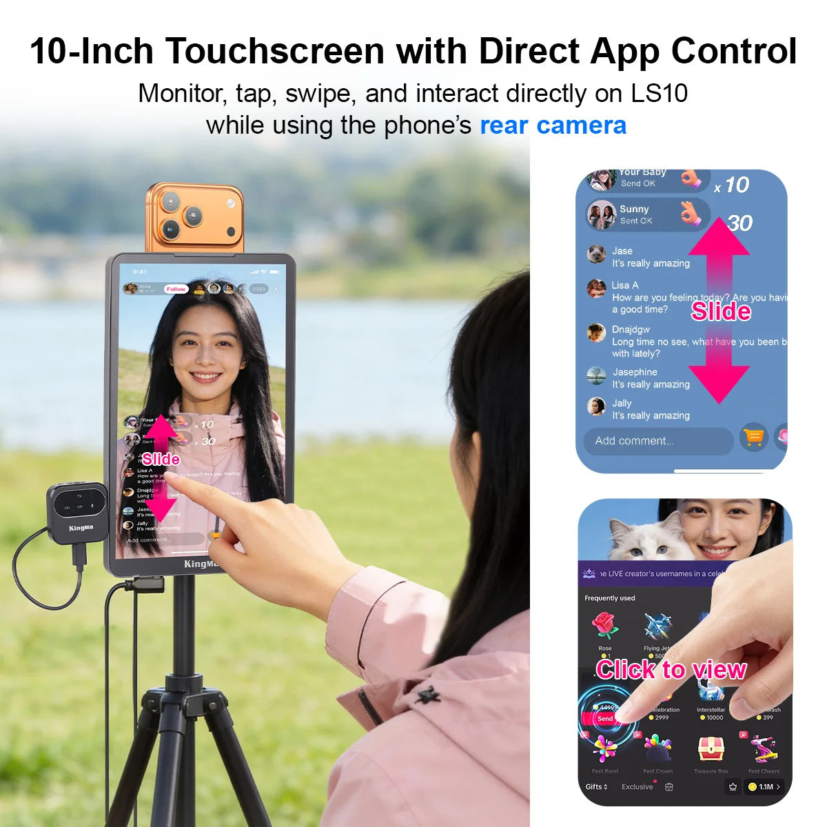 KingMa 10-Inch Live Stream Touch Monitor