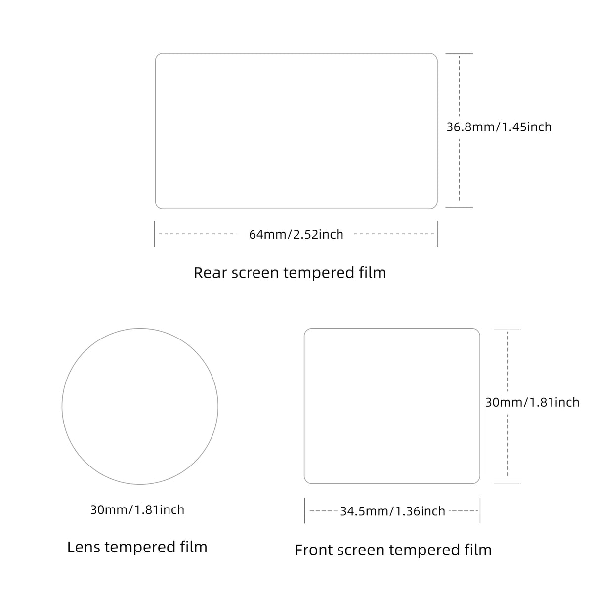 TELESIN HD Tempered Glass Screen Protector and Lens Protective Film for DJI Osmo Action 5 Pro