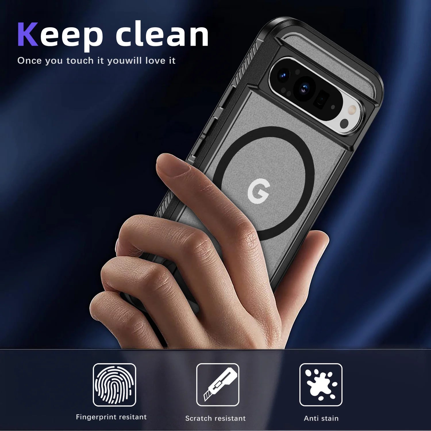 Military-Grade Protective Magnetic Case with Foldable Stand for Google Pixel 9 Series