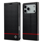 Carbon Fiber Pattern Leather Wallet Flip Case for iPhone 17 Series