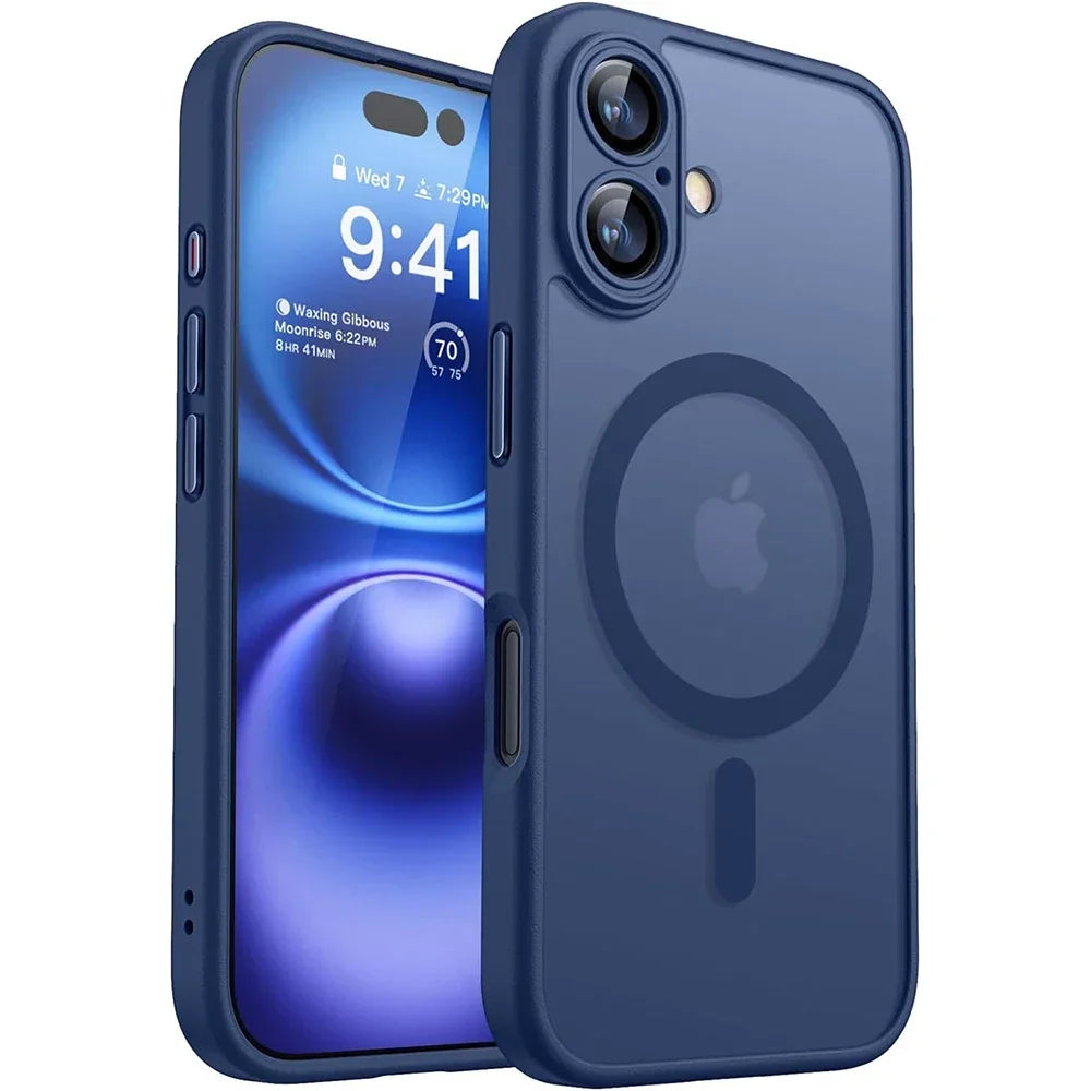 Luxury Matte Translucent MagSafe Armor Case for iPhone 16 Series
