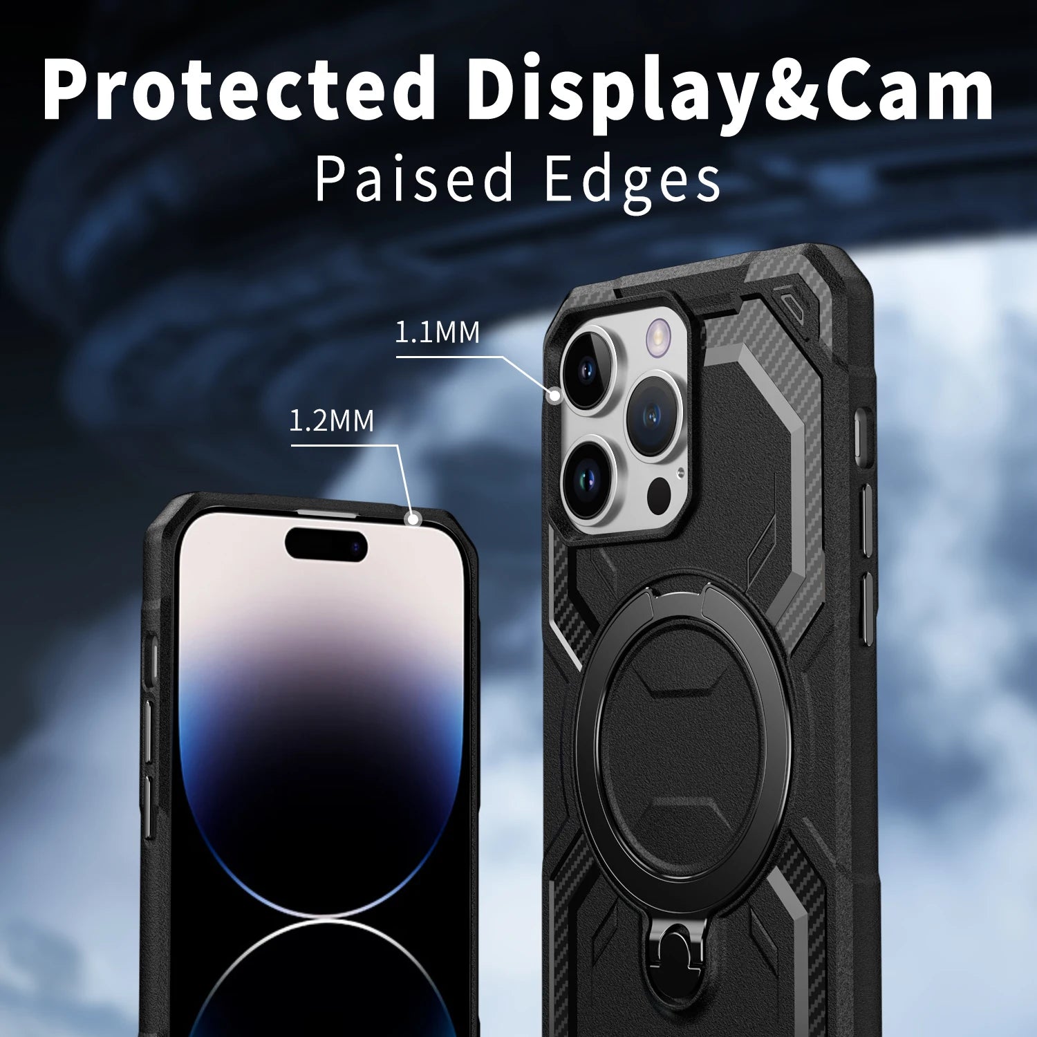 Heavy-Duty Armor Case with 360° Rotating Kickstand for iPhone 16 Series