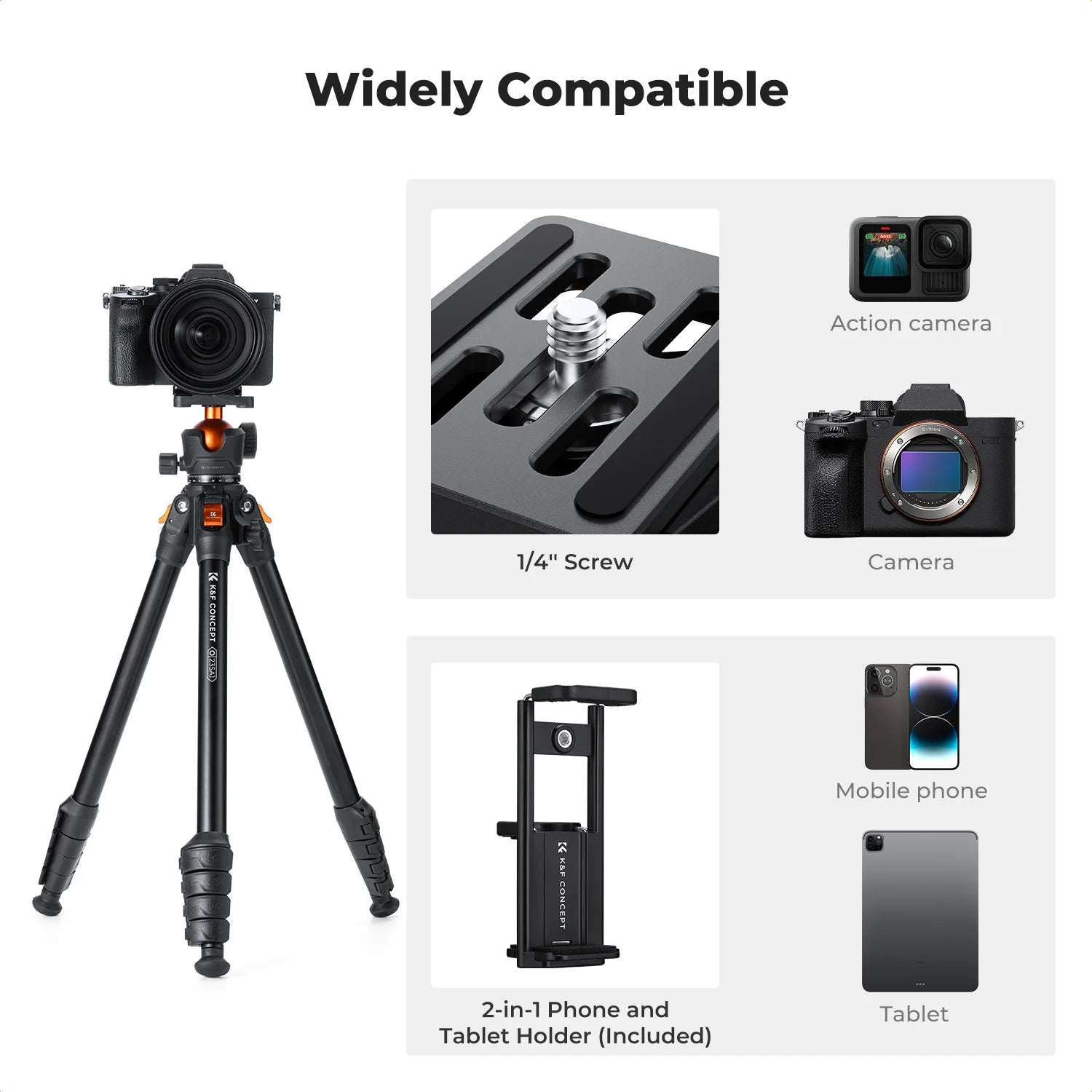 K&F Concept 63" Aluminum Travel Tripod