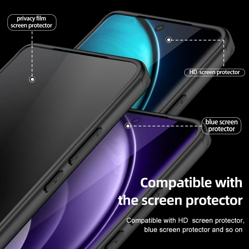 Crystal Clear Hard PC Shockproof Transparent Matte Case with Camera Protection for Vivo X100 Series
