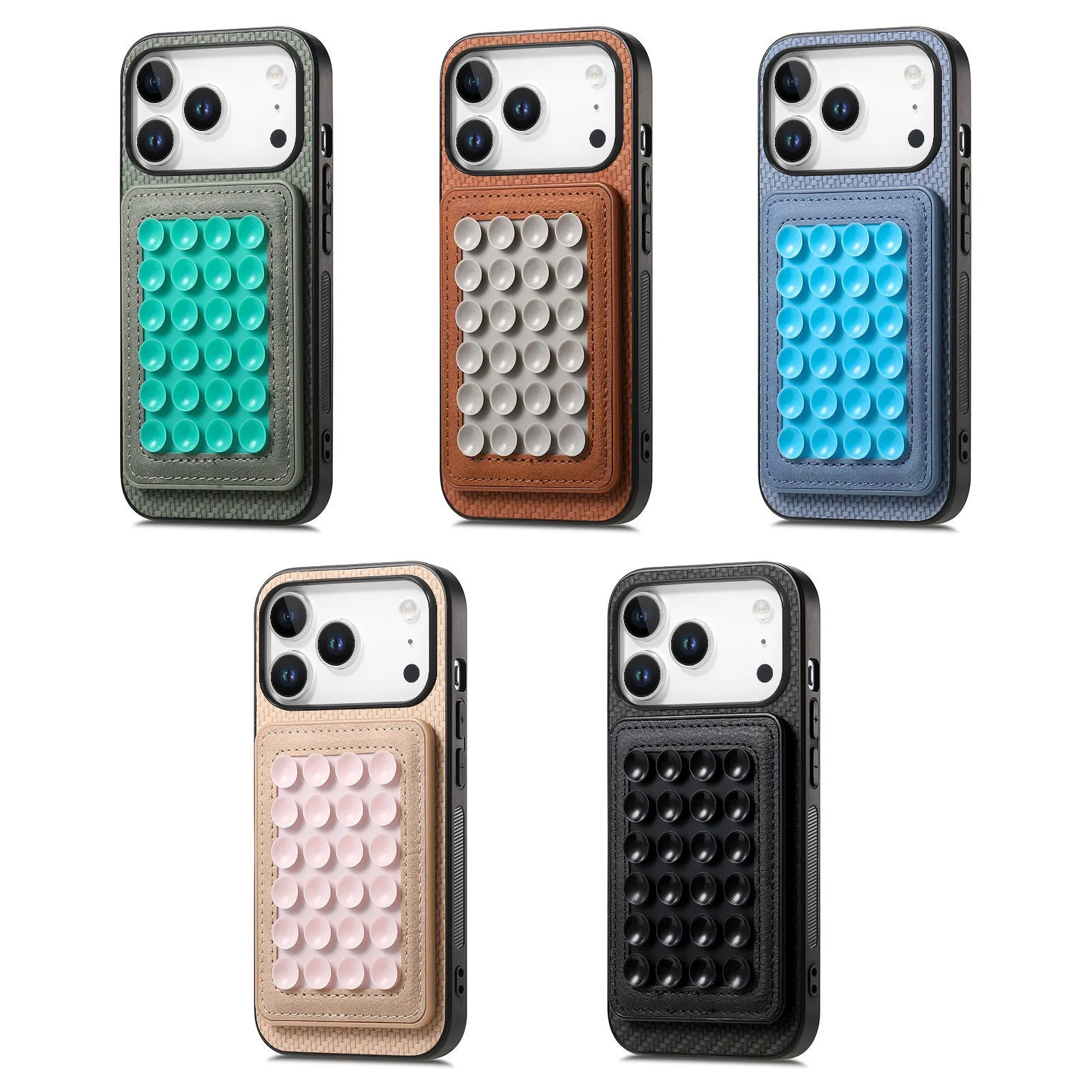 2-in-1 Detachable Fiber Texture MagSafe Leather Case with Card Holder & Suction Cup for iPhone 17 Series