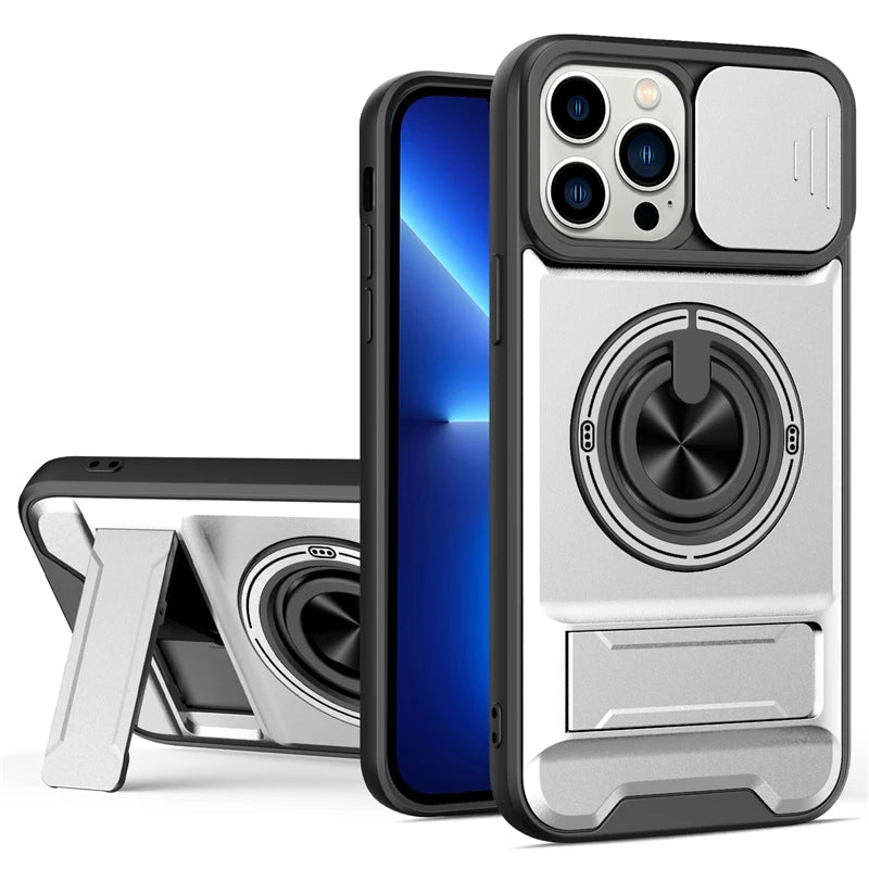 MagSafe Compatible Case for iPhone 15 Series with Rotating Ring and Camera Cover