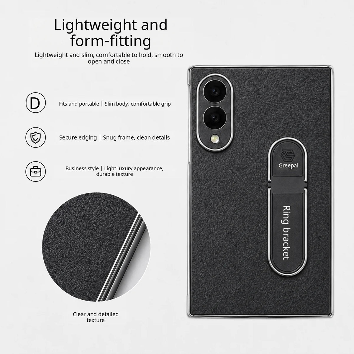Leather Case with Ring Bracket for Samsung Galaxy Z Fold 8