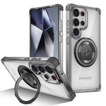 Protective Transparent Magnetic Case with 360° Rotating Holder for Samsung Galaxy S24 Series