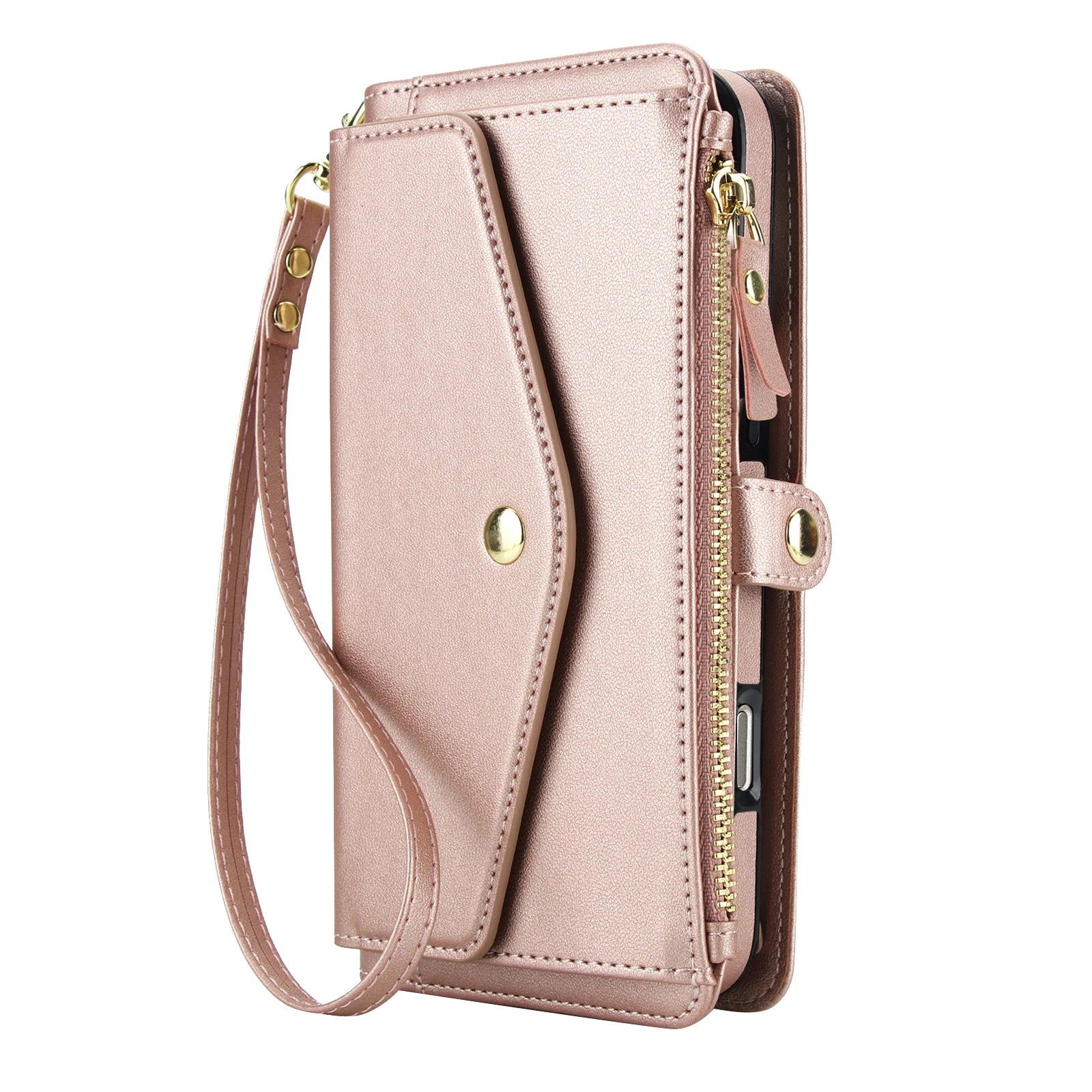 Detachable MagSafe Leather Crossbody Case with Zippered Flip Wallet & Card Slot for iPhone 17 Series