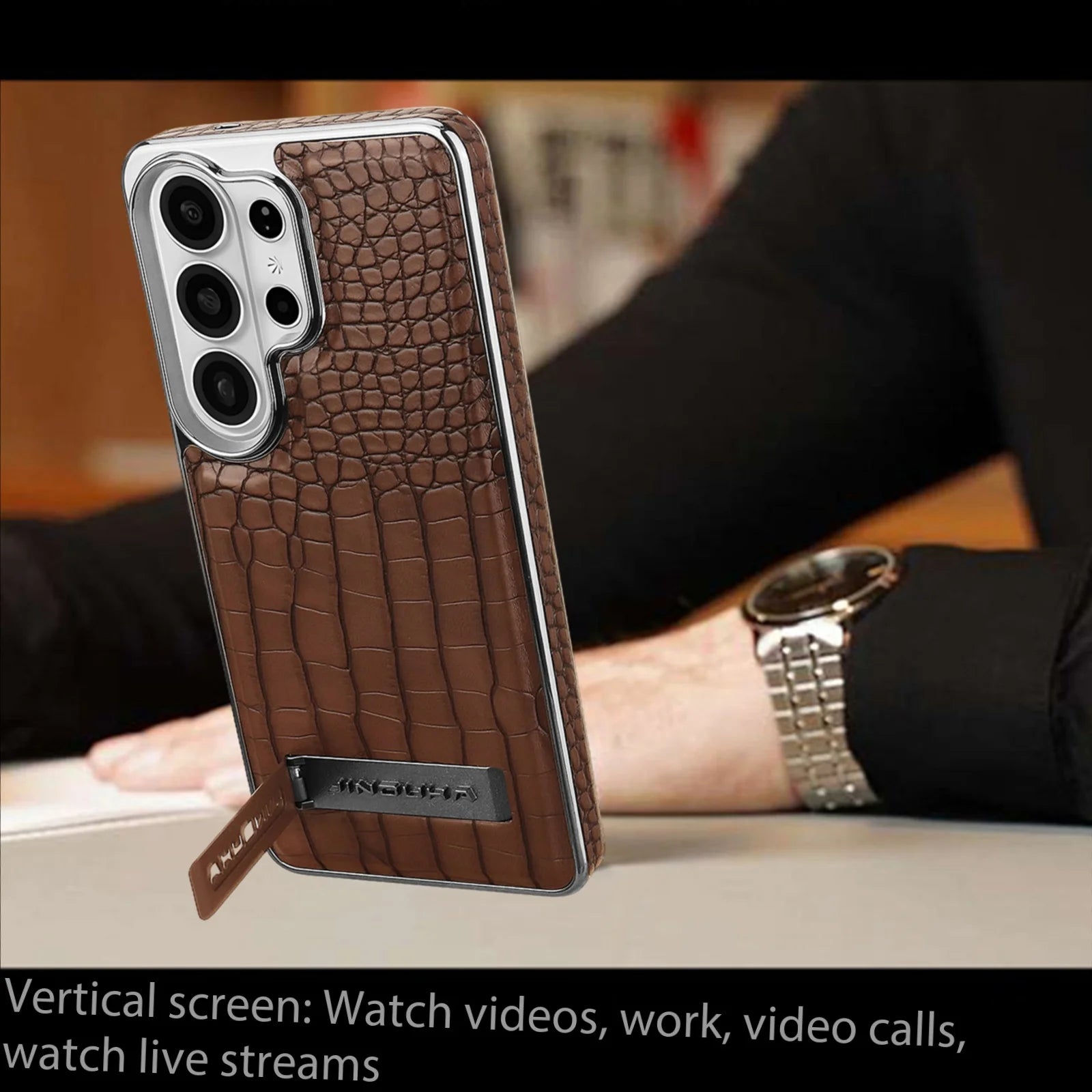 Luxury Crocodile Pattern Magnetic Leather Case with Stand for Samsung Galaxy S26 Series